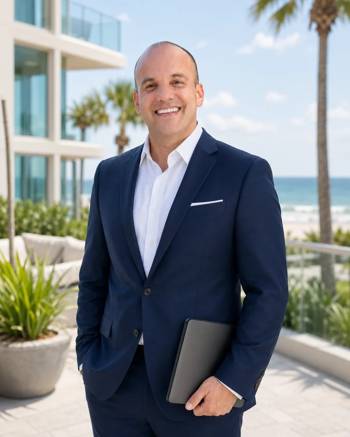Brandon Kunasek, South Carolina real estate broker, at an oceanfront property